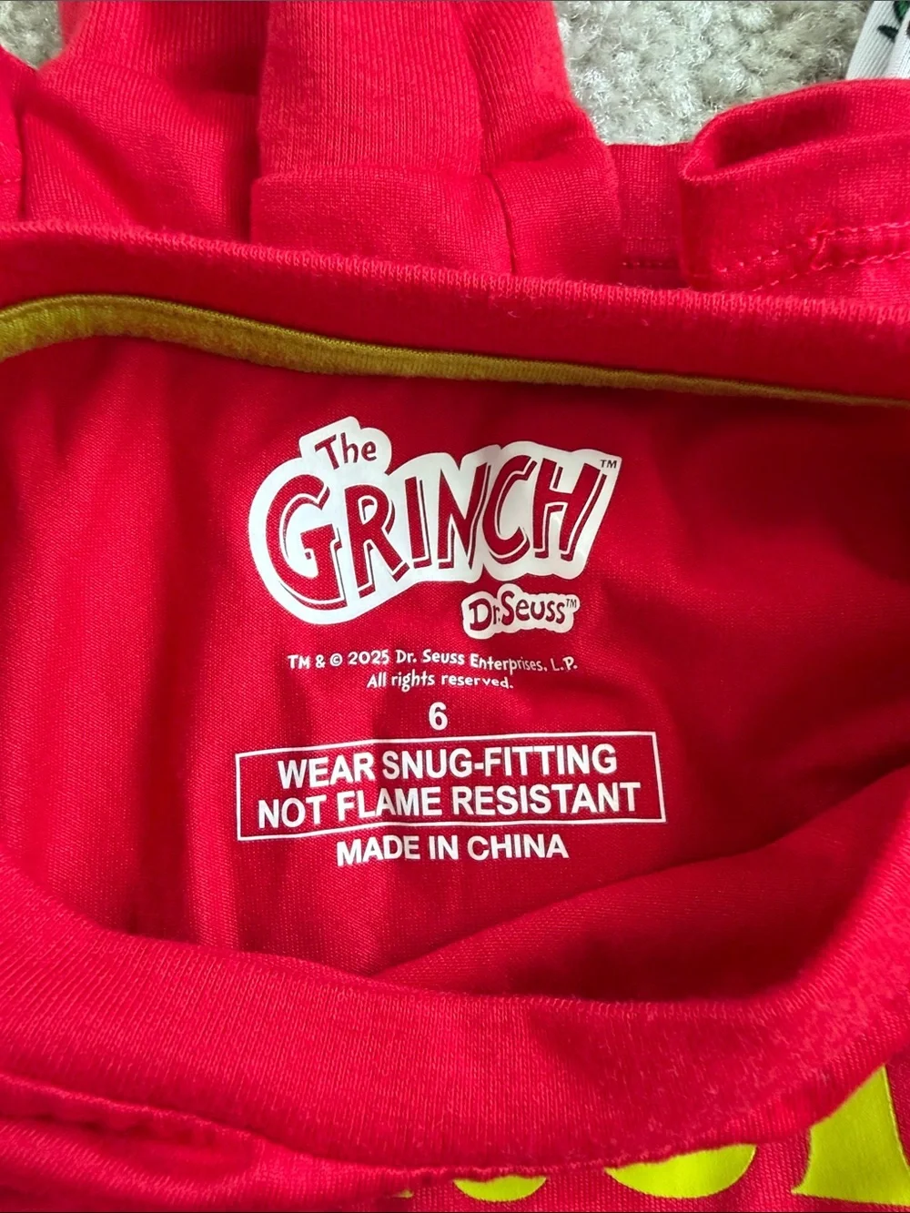Dr. Seuss Grinch Red Top with White Printed Pajama Pants